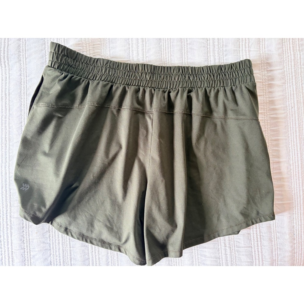 All in Motion Womens Olive Green Athletic Shorts Large Elastic Waist Pockets L - Picture 3 of 3